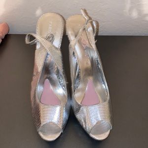 Metallic Paris Hilton high heels